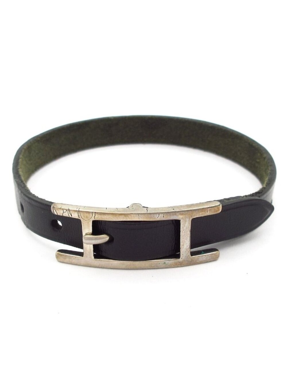 Hermes Bracelet Hapi 3 Leather Black Silver